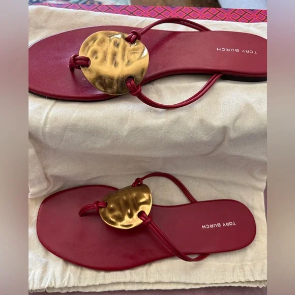 Tory Burch Patos Sandals Red Size 8.5 - Picture 4 of 8